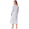 Kate Kasin Women Ladies Victorian Style Long Sleeve Square Neck 100%Cotton Nightgown Sleep Dress KK000467-1